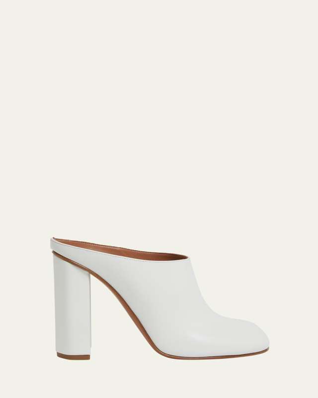 Leather Block-Heel Mules